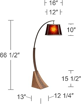 ◆ami9622◆ Franklin Iron Works Oak River Mission Style Arc Floor Lamp with